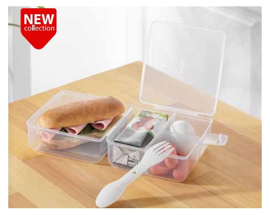 Square Divided Lunch Storage Box - White